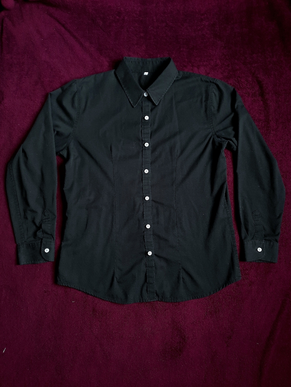 Black Button Down Long Sleeve Top L